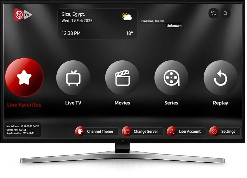Application IBO Player affichée sur une Smart TV