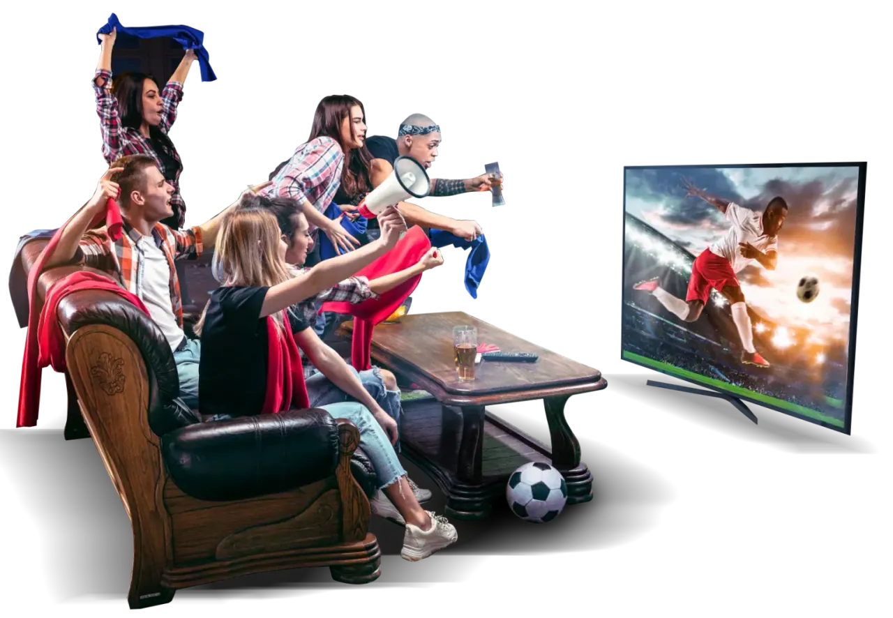 Supporters qui regardent un match de football à la télévision